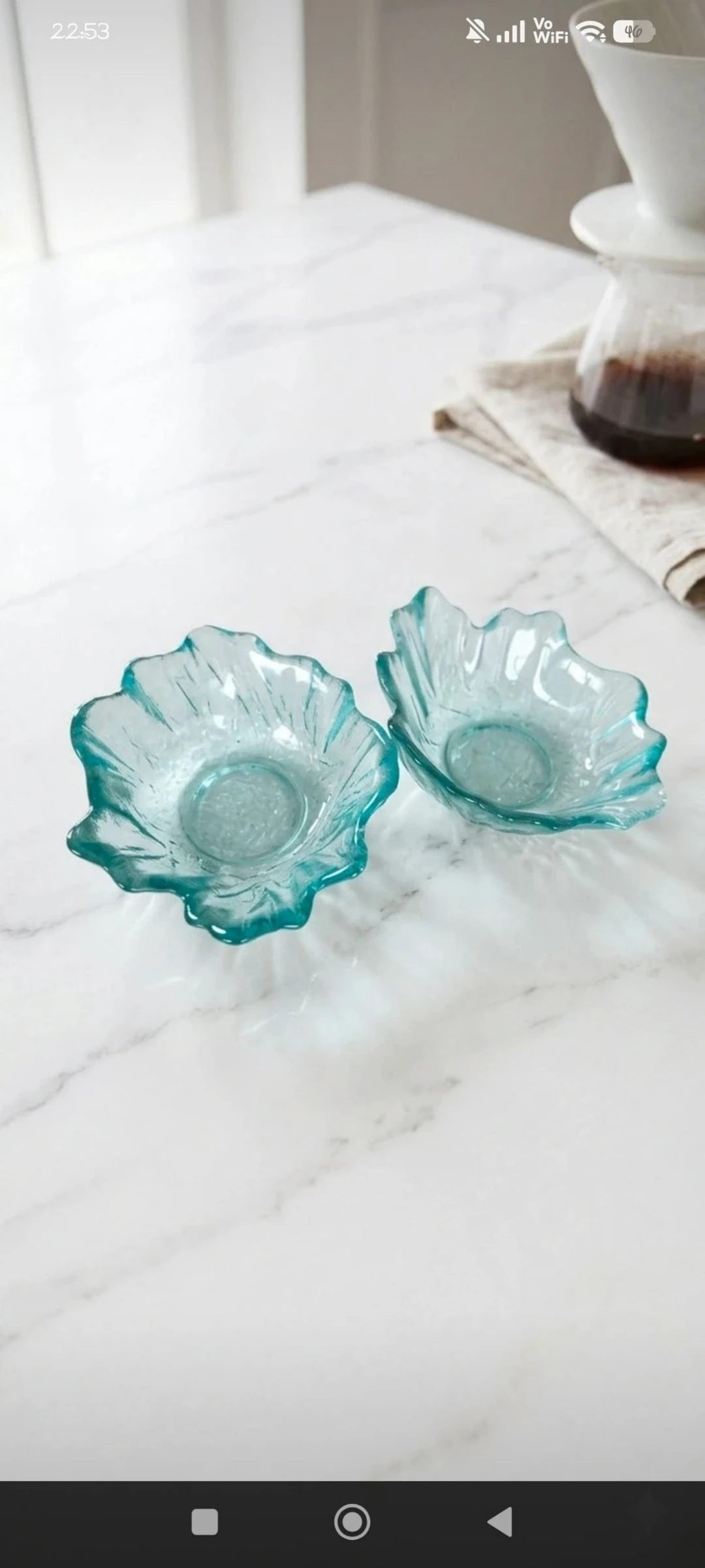 🍧 Duo de coupelles en verre – forme feuille / fleur aquatique